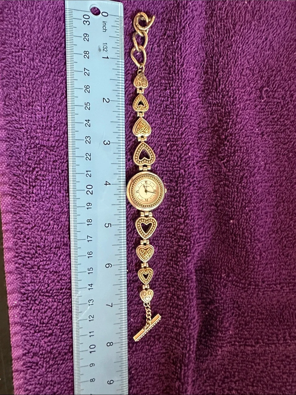Brighton Silver Heart Link Bracelet Watch with White Dial